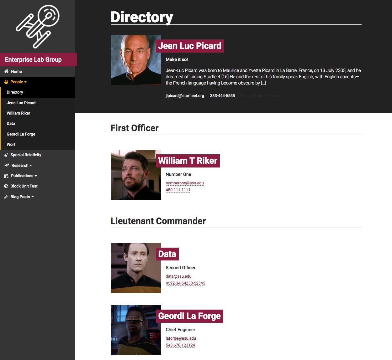 Screen shot: Directory Template